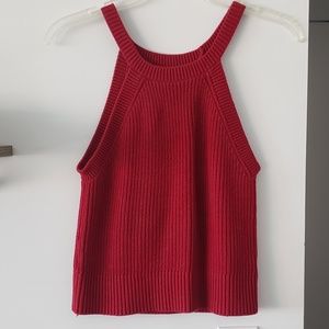 Express red knit crop top